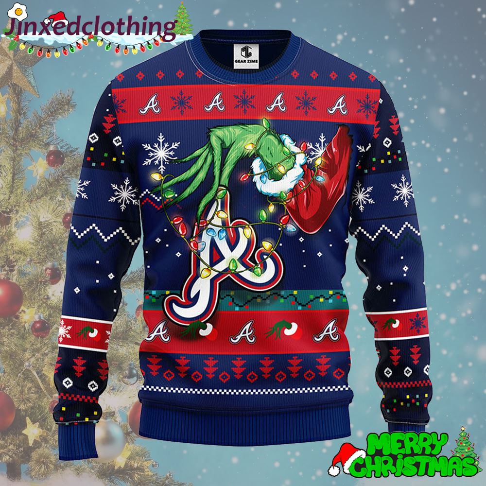 Mlb Atlanta Braves Grinch Christmas Ugly Sweater Xmas Funny Party 